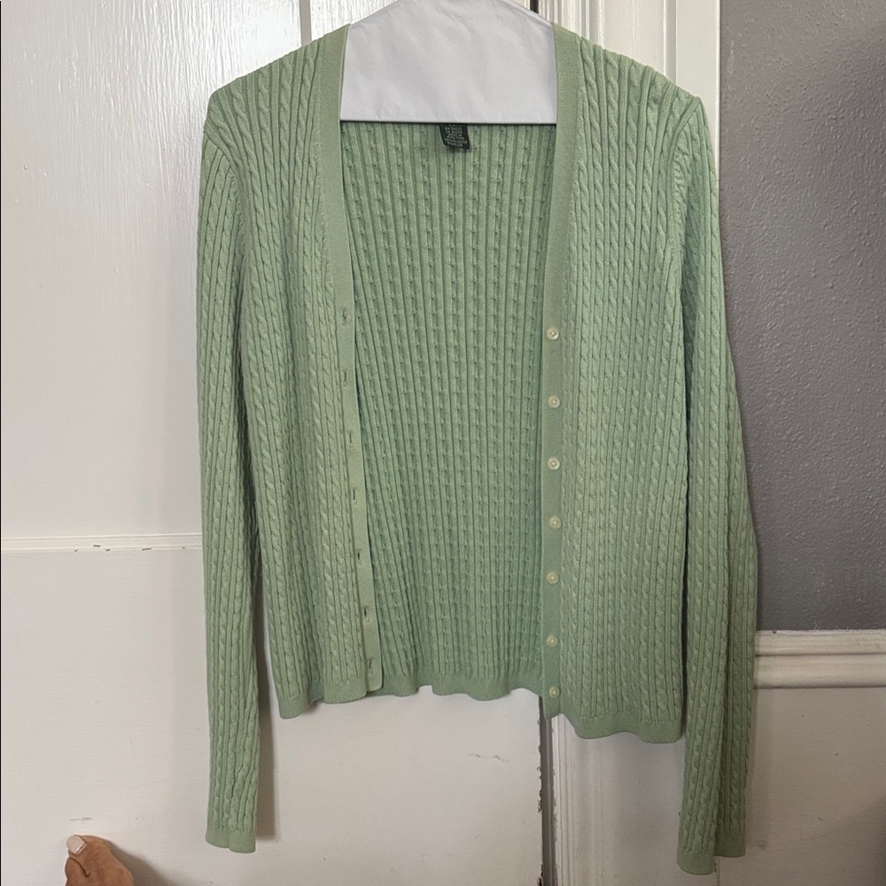 Ralph Lauren Light Green Cable Knit Sweater Set - Picture 3 of 5